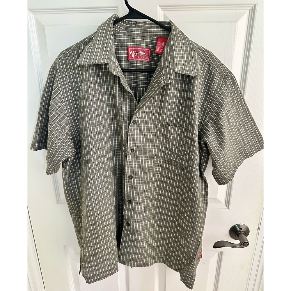 Woodys Retro Lounge Plaid rayon Blend SHORT SLEEVE SHIRT XL Extra large